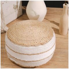 TODAY Στρογγυλό πουφ Indies, γιούτα και βαμβάκι, Ø 50 cm