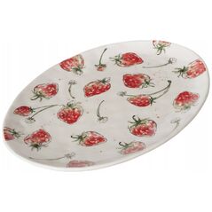 Boltze Κεραμική πιατέλα STRAWBERRY, σχέδιο με φράουλες, 39 x 31 cm