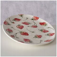 Boltze Κεραμική πιατέλα STRAWBERRY, σχέδιο με φράουλες, 39 x 31 cm