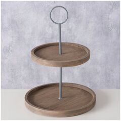 Boltze Ξύλινη διακοσμητική πιατέλα SAMINA, δύο επιπέδων, ύψος 35 εκ.