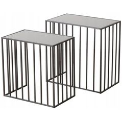 Boltze Τραπεζάκια σαλονιού μεταλλικά JORIS, καθρέφτης επιφάνεια, 2 τεμάχια