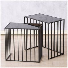 Boltze Τραπεζάκια σαλονιού μεταλλικά JORIS, καθρέφτης επιφάνεια, 2 τεμάχια