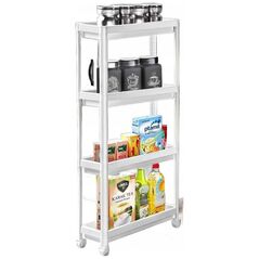 Στενή ραφιέρα με ρόδες 4 επιπέδων Decobella λευκή μήκ. 54 x πλ. 18 x ύψ. 100