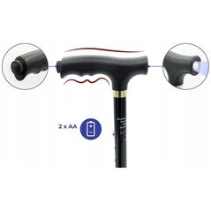 Maximex Πτυσσόμενο αλουμινένιο μπαστούνι, ρυθμιζόμενο ύψος και LED