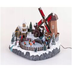 Χριστουγεννιάτικο χωριό με φωτισμό και κινούμενο ανεμιστήρα