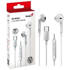 Genius HS-M365, ακουστικά με μικρόφωνο, λευκά, 2.0, ενδοωτιαία, USB Type-C