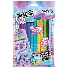 Σετ Airbrush Plush 10 μαρκαδόροι + στένσιλ