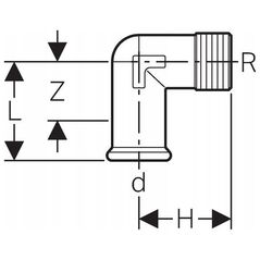 Geberit Mapress C-Stahl - Μεταβατική γωνία 90° με εξωτερικό σπείρωμα d15-R 1/2 [20] - 21613