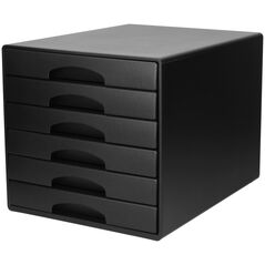 LEITZ Schubladenbox Plus, 6 συρτάρια, μαύρο για μέγεθος DIN A4 Maxi, συρτάρια με στοπ εξαγωγής, - 1 τεμάχιο (5212-00-95)