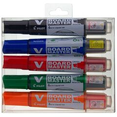 PILOT Pilot V-Board Master, 5 τεμ., Μαύρο, Μπλε, Πράσινο, Πορτοκαλί, Κόκκινο, Λοξή μύτη, Ανάμεικτα χρώματα, Πλαστικό, Στρογγυλό