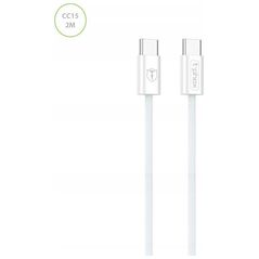 Καλώδιο USB T-Phox ΚΑΛΩΔΙΟ T-PHOX CC15 SERIES USB-C/USB-C 60W 3A 2M ΛΕΥΚΟ