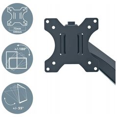 Βραχίονας οθόνης Ergo LEITZ, εξοικονόμηση χώρου, μονός, σκούρο γκρι