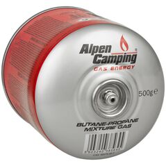Φυσίγγιο αερίου Alpen 500g Alpen Camping. πιστοποιητικό: Pi 0437, σύμφωνο με EN417, προπάνιο-βουτάνιο, εύρος -10°c έως + 40°c, βαλβίδα με σπείρωμα 7/