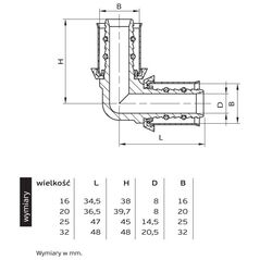 Perfexim Σύνδεσμος γωνίας 736 16mm (62-736-0160-000)