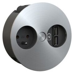 Ładowarka BACHMANN TWIST 1xUTE 1xUSB, wygląd stali nierdzewnej AEH, 2 m