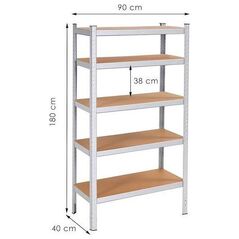 Μεταλλική ραφιέρα Springos με 5 ράφια 180x90x40cm 875kg για γκαράζ, υπόγειο ΠΟΛΥΧΡΗΣΤΙΚΗ