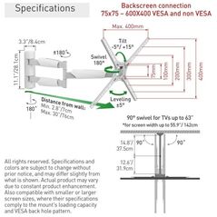 Barkan Λευκή Περιστρεφόμενη Βάση Τηλεόρασης Μακρύς Επιτοίχιος Βραχίονας Τηλεόρασης 13-65"