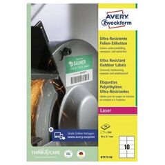 AVERY Avery B7173-50, White, Rectangle, Permanent, 99 x 57 mm, A4, Teslin