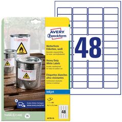 AVERY AVERY Zweckform Φύλλα Ετικετών, ανθεκτικά στις καιρικές συνθήκες, 45,7 x 21,2 mm λευκό, με περίγραμμα, για εκτυπωτές Inkjet - 1 τεμάχιο (J4778-10)