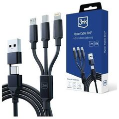 Καλώδιο USB 3MK USB-A + USB-C - USB-C + microUSB + Lightning 1,5 m Μαύρο (5903108541244) 13185563 5903108541244