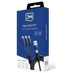 Καλώδιο USB 3MK USB-A + USB-C - USB-C + microUSB + Lightning 1,5 m Μαύρο (5903108541244) 13185563 5903108541244