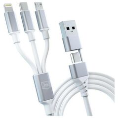 Καλώδιο USB 3MK USB-A + USB-C - USB-C + microUSB + Lightning 1,5 m Λευκό (5903108541237) 13185564 5903108541237