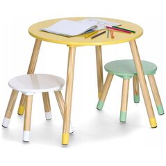 Σετ παιδικών επίπλων Zeller από MDF και πεύκο, τραπέζι + 2 καρέκλες
