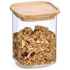 Βάζο Zeller με καπάκι από μπαμπού, 900 ml, 11 x 11 x 13,6 cm