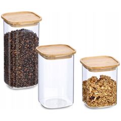 Βάζο Zeller με καπάκι από μπαμπού, 900 ml, 11 x 11 x 13,6 cm