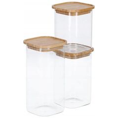 Βάζο με καπάκι από μπαμπού Zeller, 1600 ml, 11 x 11 x 22 cm