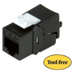 Roline ROLINE Keystone Jack, Cat. 6a, RJ-45, μη θωρακισμένο, χωρίς εργαλεία, SLIM, μαύρο βύσμα Czarny