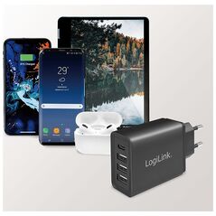 LogiLink PA0221 προσαρμογέας υποδοχής USB (3 x USB-A, 1 x USB-C) 27 W για smartphones/tablets/e-books κ.λπ. προστασία από υπερφόρτωση, υπερθέρμανση