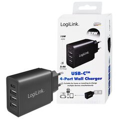 LogiLink PA0221 προσαρμογέας υποδοχής USB (3 x USB-A, 1 x USB-C) 27 W για smartphones/tablets/e-books κ.λπ. προστασία από υπερφόρτωση, υπερθέρμανση
