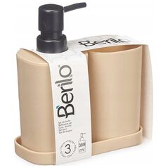 Berilo Διανεμητής υγρού σαπουνιού με ποτήρι για οδοντόβουρτσες και βάση, πλαστικό, 3 στοιχεία