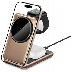 Ασύρματος φορτιστής Tech-Protect QI15W-A42 3in1 Μαγνητικός Φορτιστής MagSafe Desert Gold