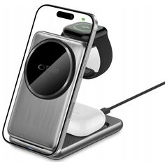 Μαγνητικός ασύρματος φορτιστής Tech-Protect QI15W-A42 3σε1 MagSafe Space Grey