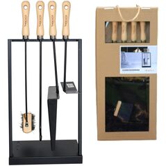 Big Σετ τζακιού Φτυάρι για στάχτες, σκαλιστήρι, βούρτσα, ξύστρα