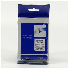 Ταινία PT-S141, για Brother, μαύρη εκτύπωση/διαφανές υπόστρωμα, μη πλαστικοποιημένη, 18mm, 8m