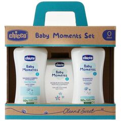 Chicco Baby Moments σετ υγρό μπάνιου 200ml + σαμπουάν 200ml + eau de toilette 100ml 13463609 8058664138845