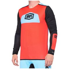 100% Ανδρική μπλούζα 100% R-CORE X Jersey με μακρύ μανίκι φλουό κόκκινο μαύρο μέγεθος L (NEW)