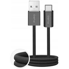 Καλώδιο Puro Fabrik 2.0 10W USB-A - USB-C με πλέξη 1,5 m - μαύρο
