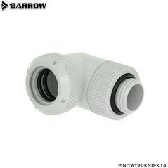 Προσαρμογέας Barrow Barrow Multi-Link Σύνδεση 90 Μοίρες G1/4 Ίντσας AG σε 14mm AD Hardtube - περιστρεφόμενος, λευκός