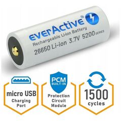 EverActive Ακουμολάτορ 26650 3,7V Li-ion 5200 mAh micro USB