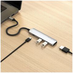 HUB Satechi 4-in-1 USB-C Slim Multiport Adapter 4K USB-C / 2xUSB-A, USB-C, 4K HDMI ασημί