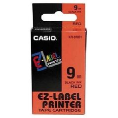 Ταινία Casio XR-9RD1, μαύρη εκτύπωση/κόκκινο υπόστρωμα, μη πλαστικοποιημένη, 8m, 9mm