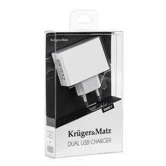 Kruger&Matz Φορτιστής 2xUSB 2.1A & 1A με Καλώδιο microUSB Kruger&Matz KM0017 έως 12 άτοκες Δόσεις