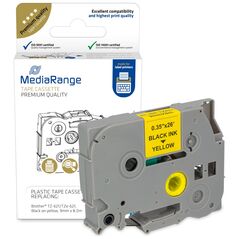 Πλαστική Ταινία Ετικετογράφου MediaRange (Brother TZ-621/TZe-621) 9 mm x 8 m (Μαύρα Γράμματα σε Κίτρινο Φόντο) (MRBTZ621) έως 12 άτοκες Δόσεις