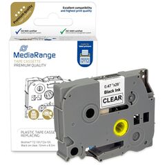 Πλαστική Ταινία Ετικετογράφου MediaRange (Brother TZ-131/TZe-131) 12 mm x 8 m (Μαύρα Γράμματα σε Διάφανο Φόντο) (MRBTZ131) έως 12 άτοκες Δόσεις