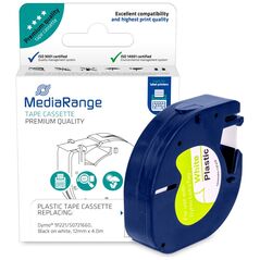 Πλαστική Ταινία Ετικετογράφου MediaRange (Dymo 91221/S0721660) 12 mm x 4 m (Μαύρα Γράμματα σε Λευκό Φόντο) (MRDY91221) έως 12 άτοκες Δόσεις