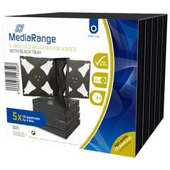 MediaRange CD Jewelcase for 4 discs 22mm Black Pack 5 (MRBOX34-4) έως 12 άτοκες Δόσεις